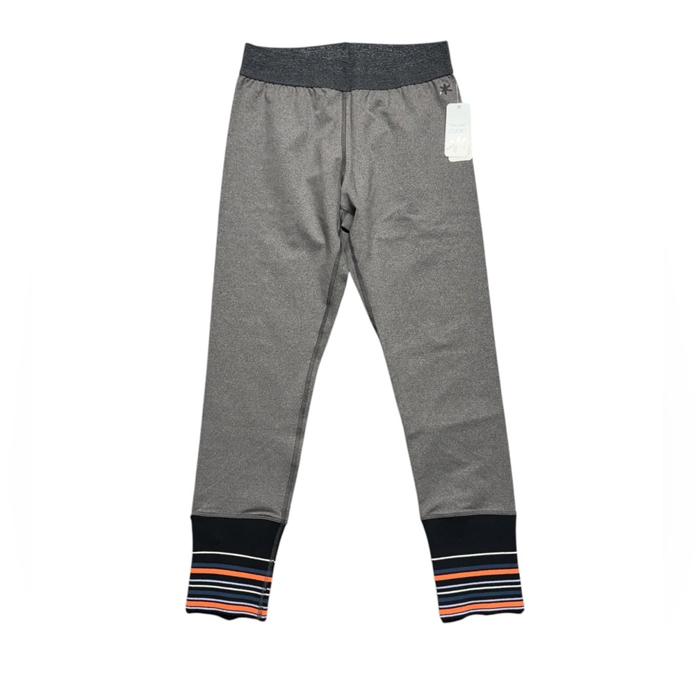 Splendid Studio Leggings Womens Size Medium NWT Gray Striped Cuffs Athlesiure